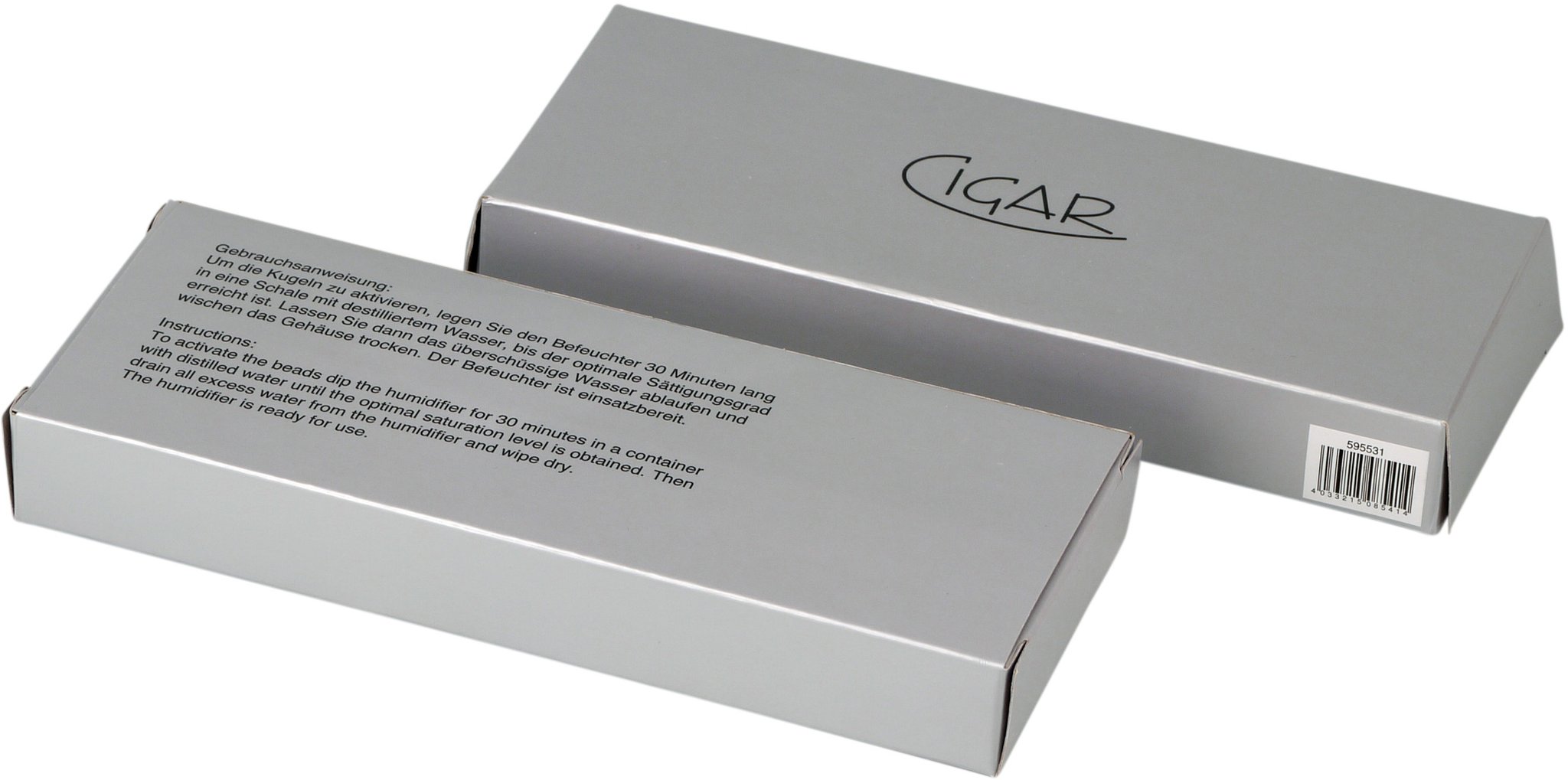 Cigar Acrylpolymerbefeuchter eckig transparent für ca.50-100 Zigarren (595531) Verpackung
