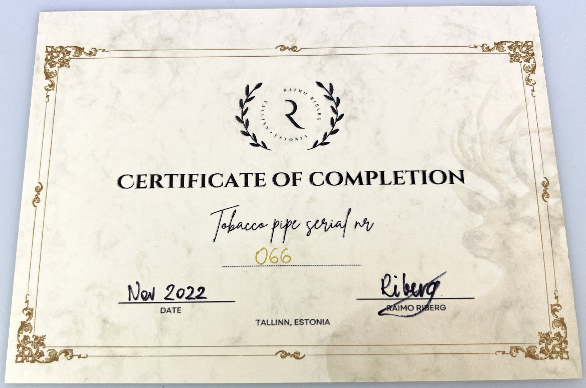 Raimo Riberg Freehand Modell 66 (interne Nr. 6) Zertifikat