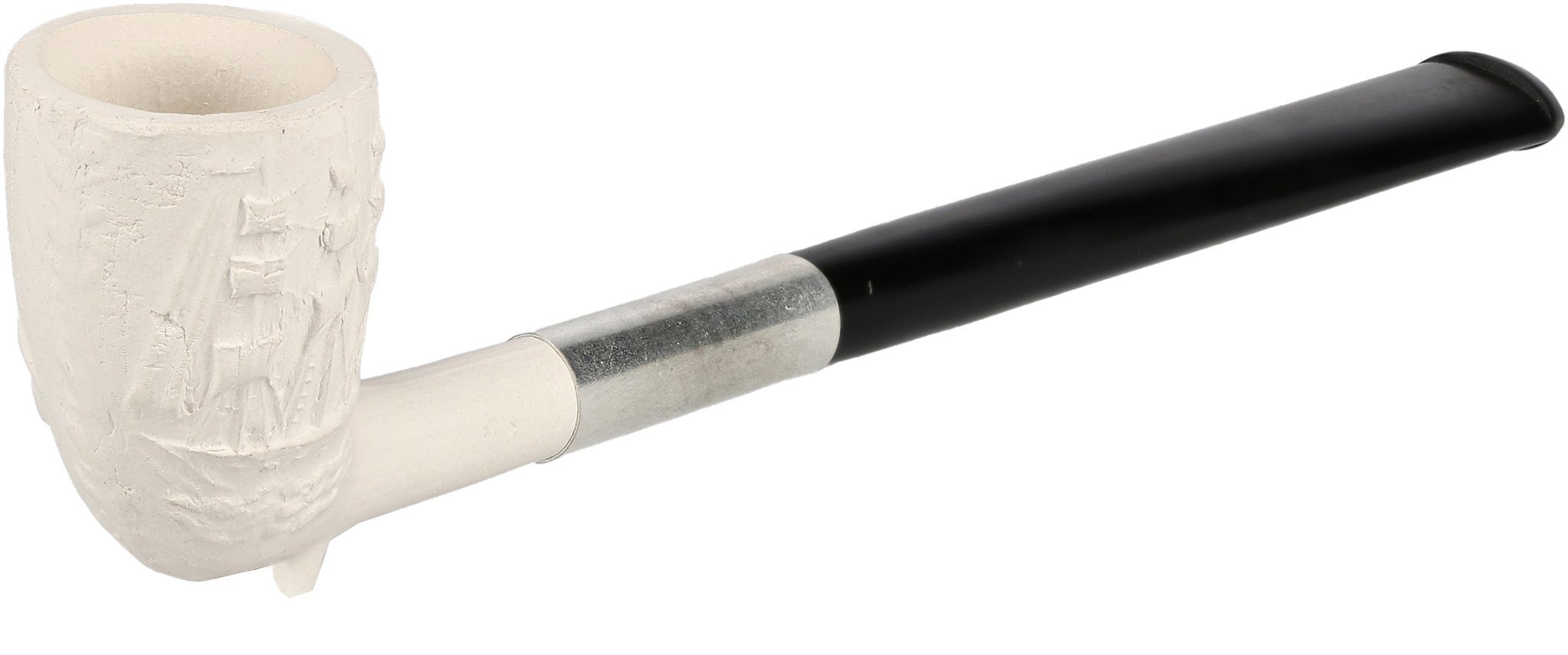 Heibe Pfeifen Schiff + Anker Ton Weiss Ebonit Mundstück_03