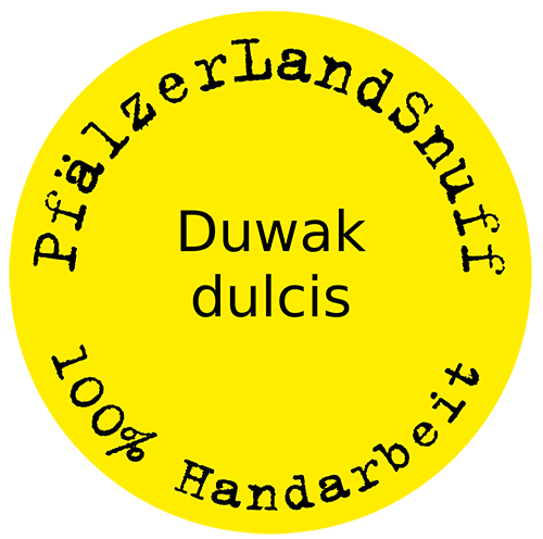 Pfälzer Landsnuff Schnupftabak Duwak Dulcis 10g Aufkleber