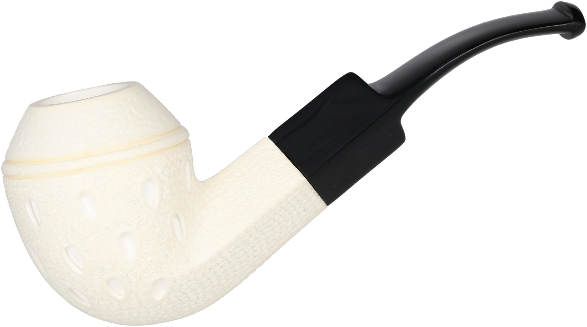 White Meerschaum Pfeife Bent Bulldog (90048337)_01