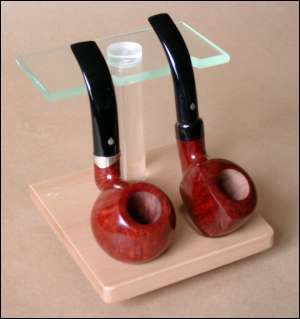 Guy Janot Ständer 2er Buche hell, Plexiglas grün 7022