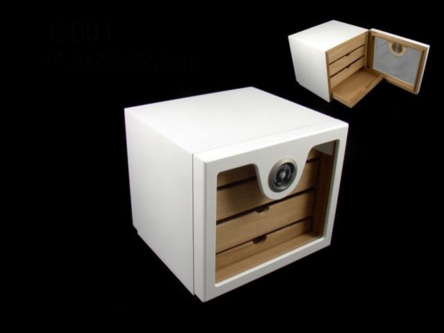 Classic Humidor Lack weiß (92001) Premium mit 2x Acrylpolymerbefeuchtern