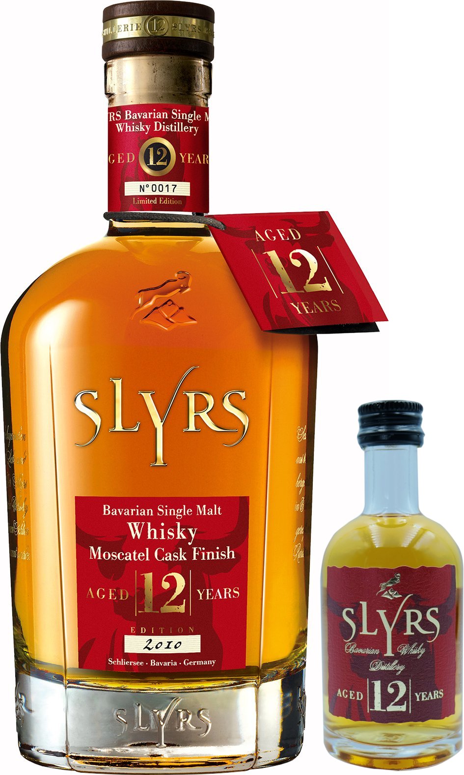 Slyrs Bavarian Single Malt Whisky 12 Years Aged Moscatel - Edition 2010 Detailbild Flaschen