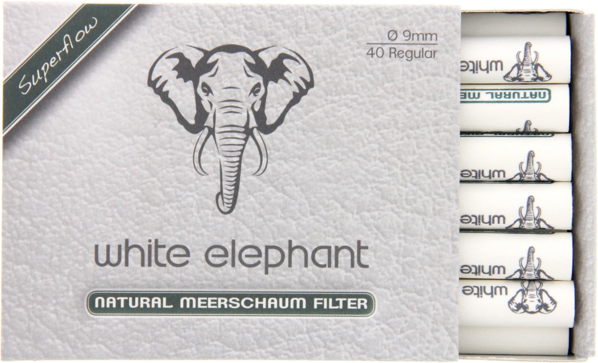 White Elephant Pfeifenfilter 9mm Naturmeerschaum-Filter (40 Stück) 101404