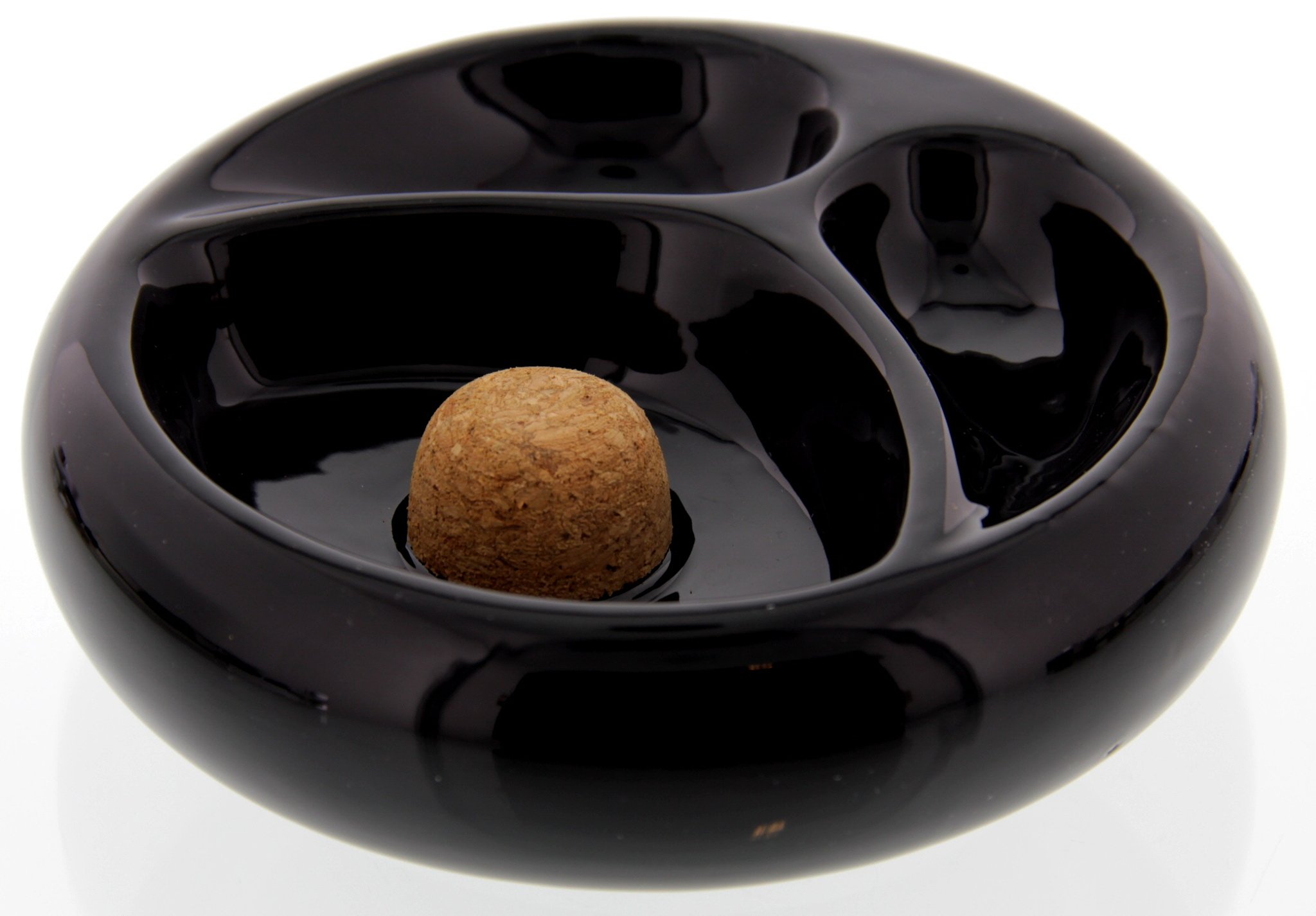 Pfeifenascher Rund schwarz glänzend mit 2 Ablagen (520715)