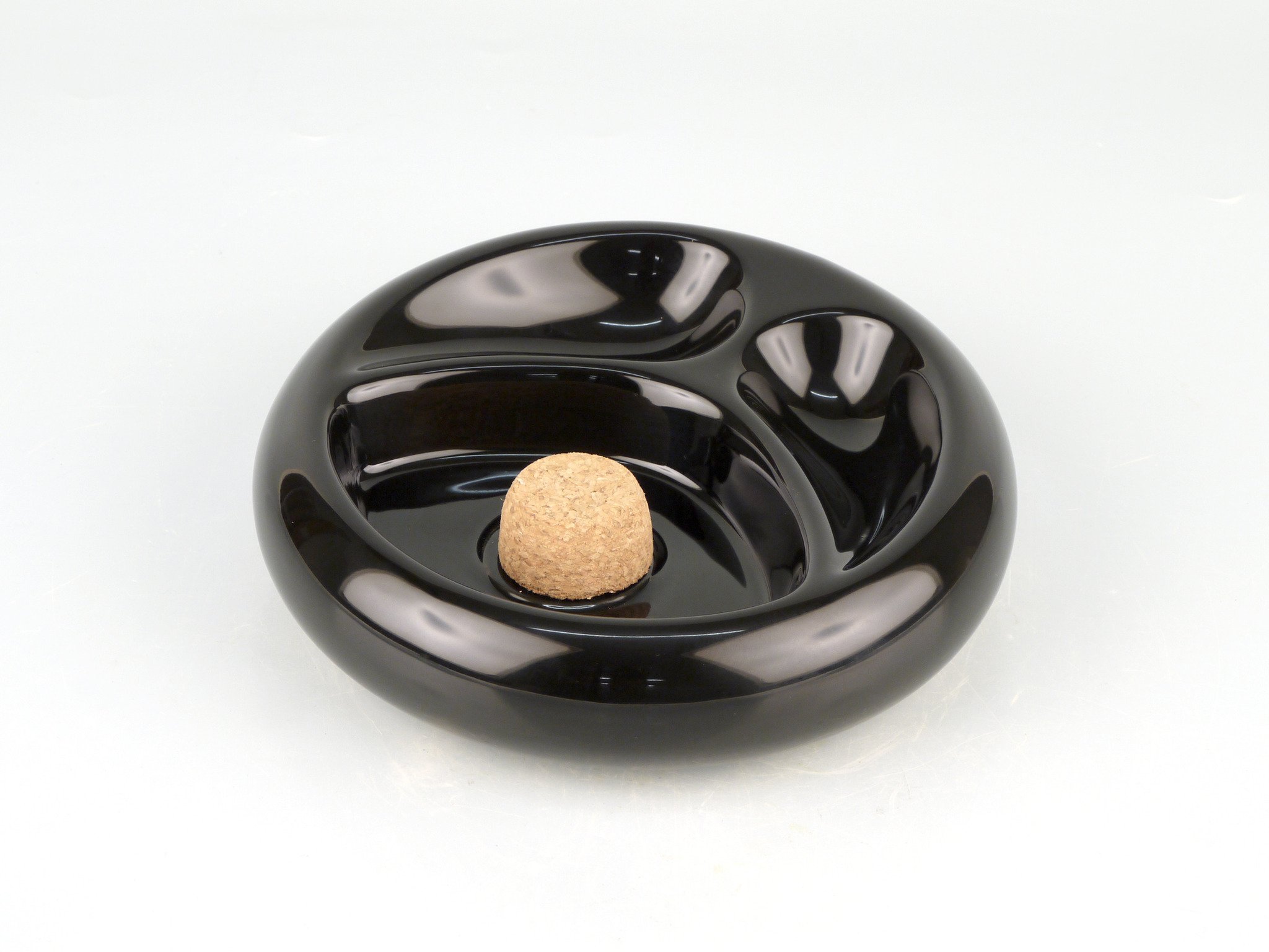 Pfeifenascher Rund schwarz glänzend mit 2 Ablagen (520715) Bild