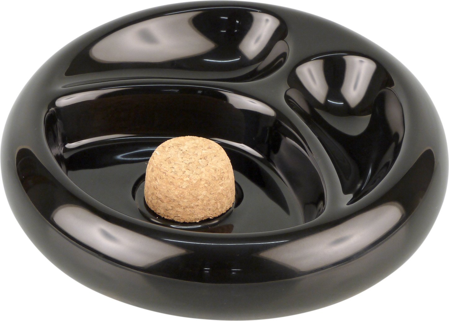 Pfeifenascher Rund schwarz glänzend mit 2 Ablagen (520715)