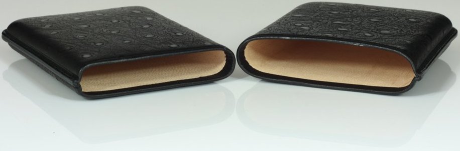 Martin Wess Premium Lederetui - Strauß (Austriche) Black 8er Cigarillo Strauß (503) offen