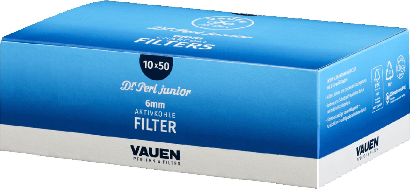Vauen Dr. Perl Junior Pfeifenfilter 6mm Jufifty SPARPACKUNG (10 x 50 Stk.)