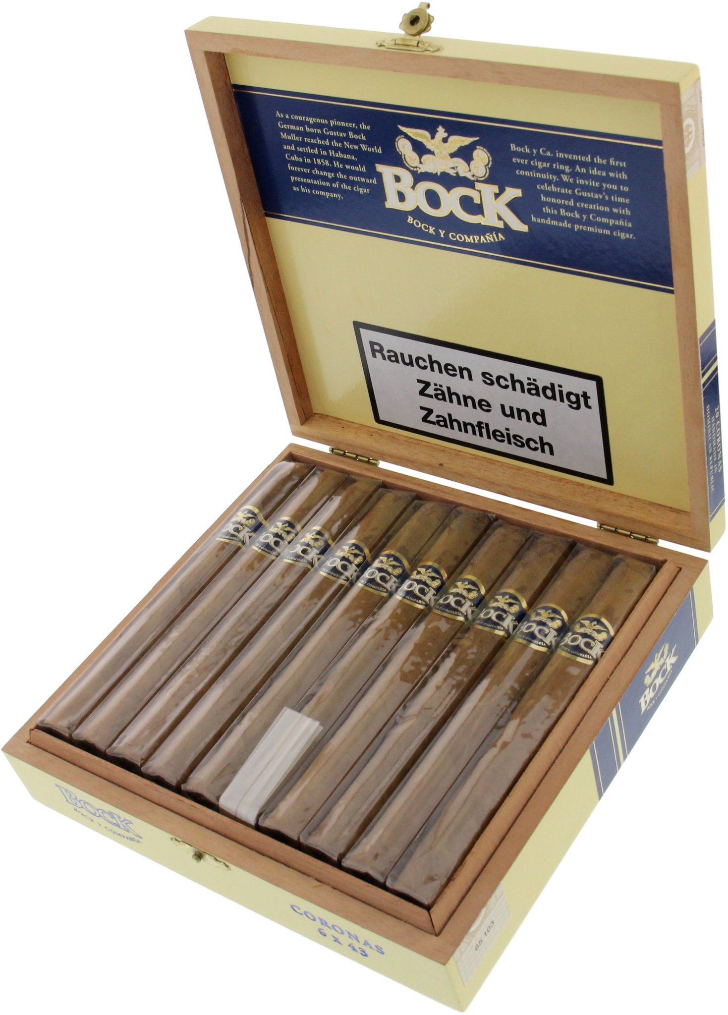 Bock y Ca. Corona Kiste offen neues Design