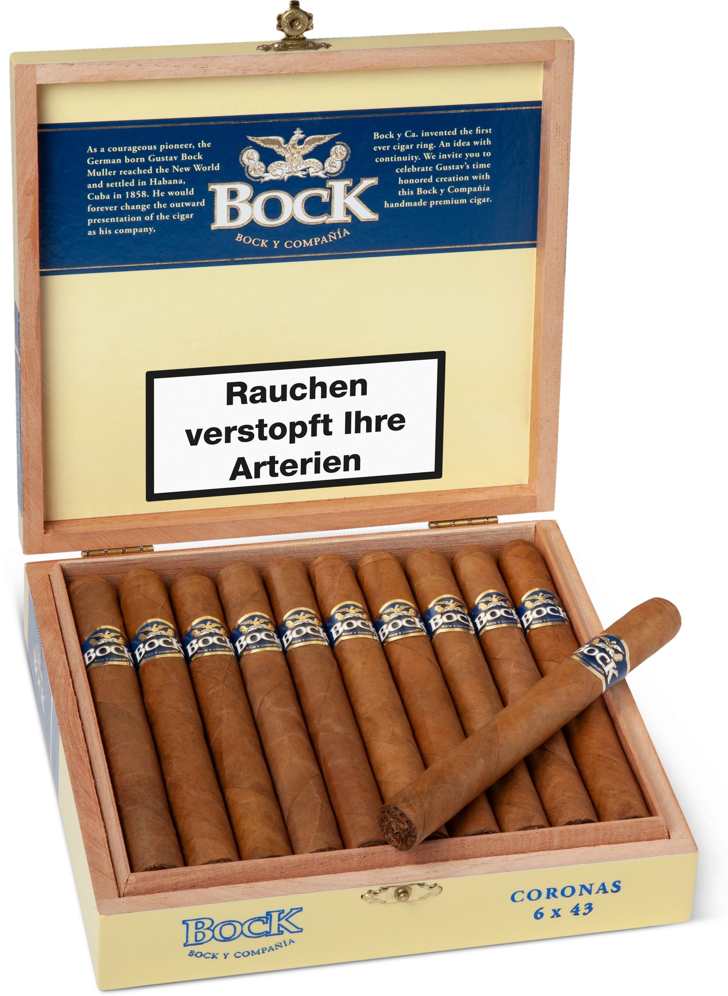 Bock y Ca. Corona Kiste offen Detailbild