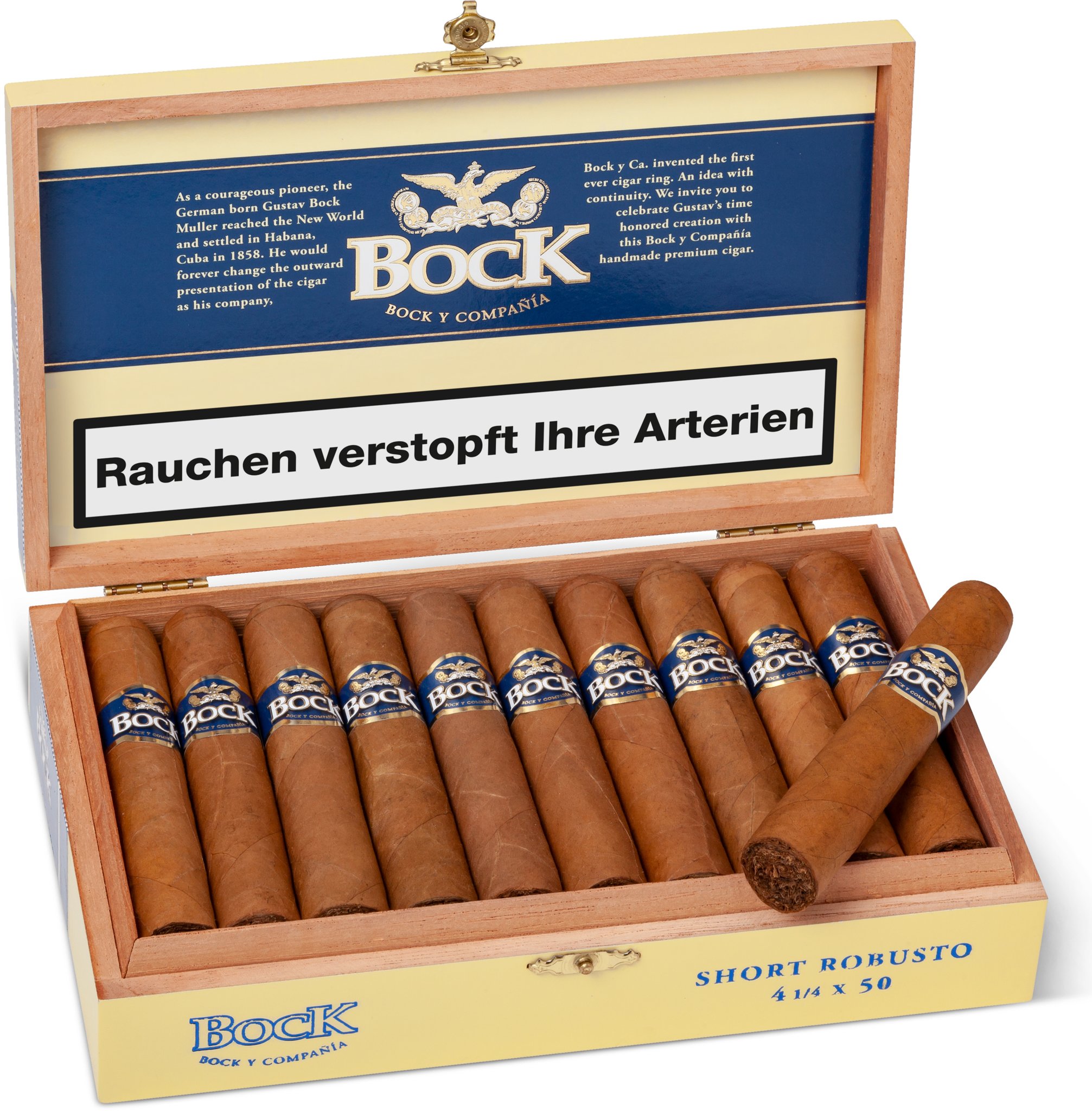 Bock y Ca. Short Robusto Kiste offen Detailbild
