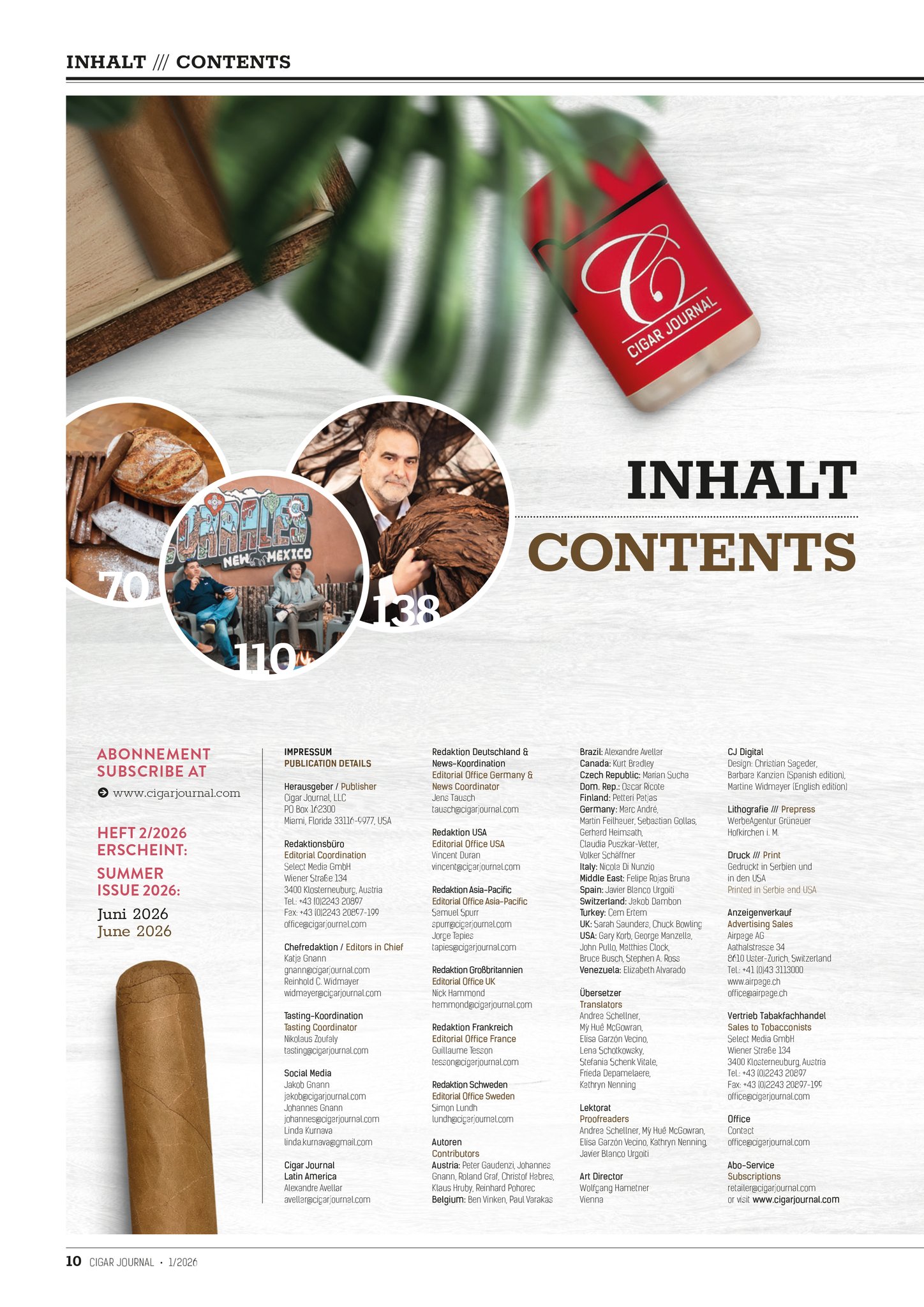 Ausgabe 1/2026 Passion and Light Inhalt