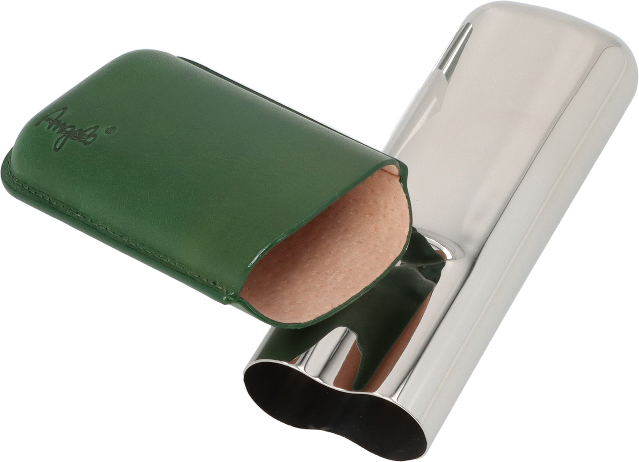 Leder/Metall grün/chrom 02