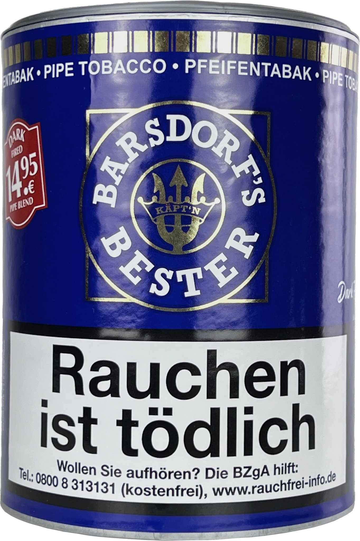 Käptn Barsdorfs Bester Fine Flavour Dark Fired 160g Dose