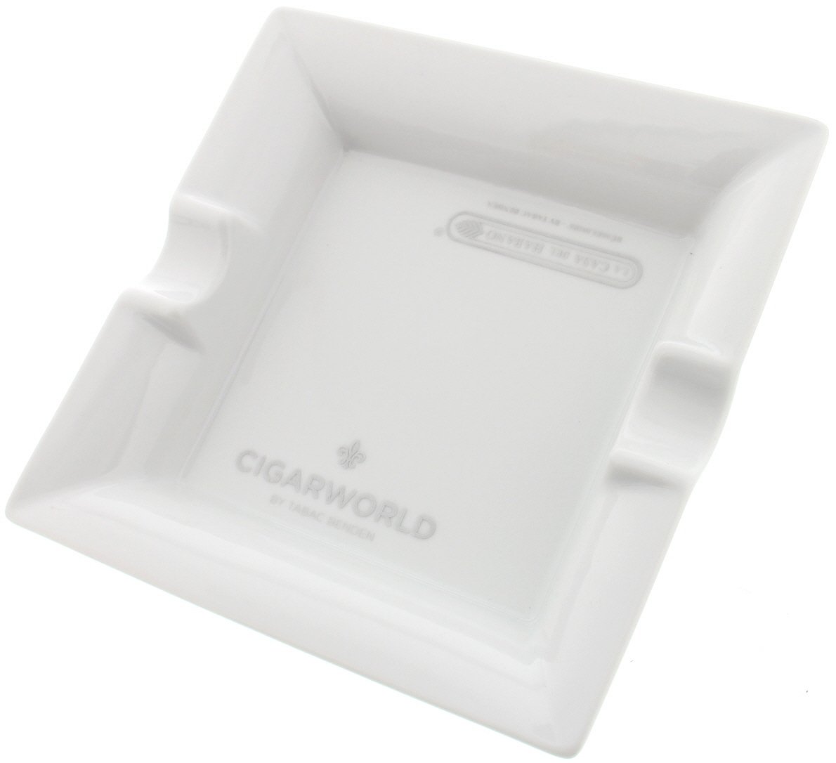 CIGARWORLD Cigarrenascher weiss quadratisch für 2 Zigarren
