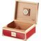 Angelo Zigarrenhumidor rot mit goldfarbenen Metallrahmen (920048) offen